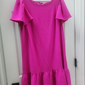 DKNY Fuchsia Flutter Sleeve Dress